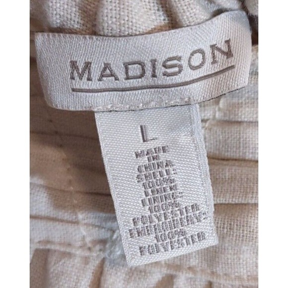 Madison Women's 100% Linen Skirt Beige/Green  Size L - Picture 4 of 7